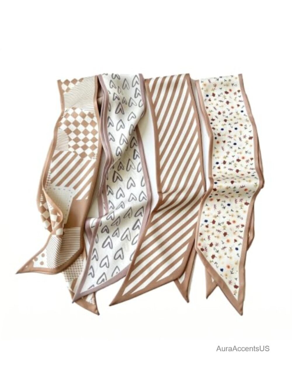 Polyester Satin Purse Scarf Set Hair Scarf Headband Neck Tie Wraps